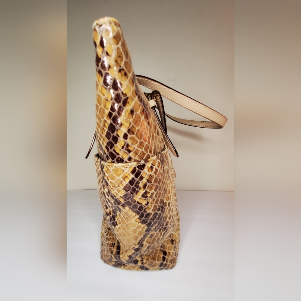 Michael Kors Ladies Brown Leather Python Tote Jet… - image 3